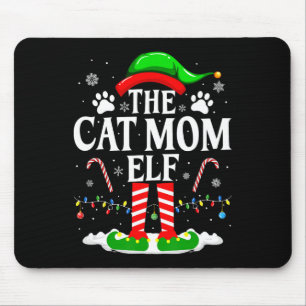 The Cat Mom Elf Xmas Funny Cats Lover Christmas Ca Mouse Pad