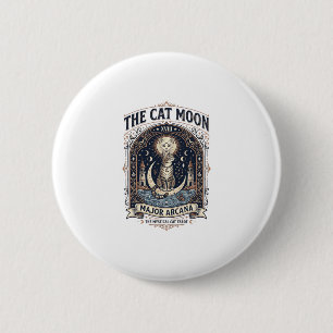 The Cat Moon Cat Tarot Card Major Arcana Vintage V 2 Inch Round Button