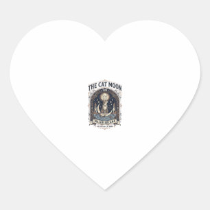 The Cat Moon Cat Tarot Card Major Arcana Vintage V Heart Sticker