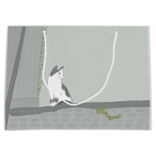 The cat on the fence large gift bag (Front)