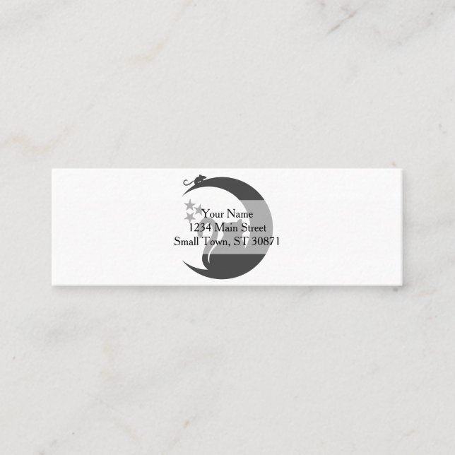 The cat on the Moon - Choose background color Mini Business Card (Front)