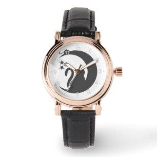 The cat on the Moon - Choose background color Watch