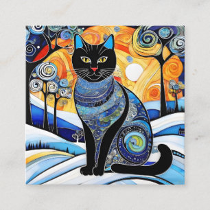 The "Cat" painting is a chilling and elegant winte Square Business Card