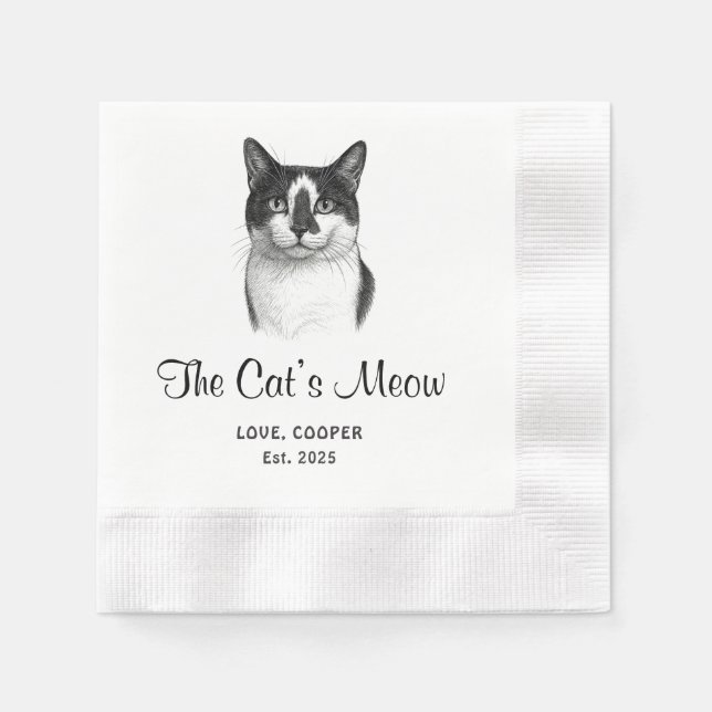 The Cat’s Meow Custom Pet Party Napkins (Front)