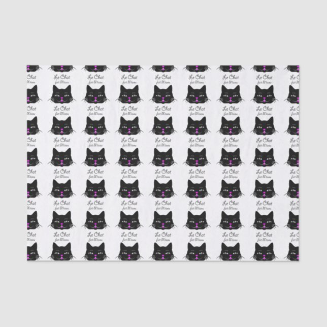 The Cat Says Meow!  Cute French Kitten Cartoon Tissue Paper (Front)