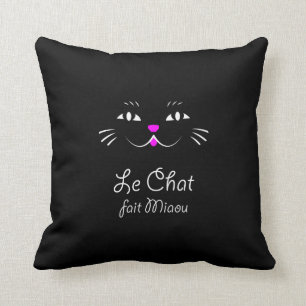 The Cat Says Meow!  Funny French Kitty Cat Throw Pillow