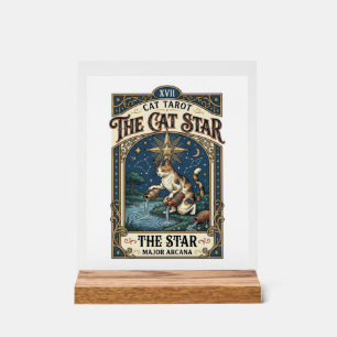 The Cat Star Cat Tarot Card Major Arcana Vintage V Acrylic Sign