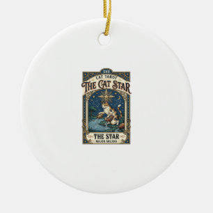 The Cat Star Cat Tarot Card Major Arcana Vintage V Ceramic Ornament