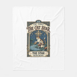 The Cat Star Cat Tarot Card Major Arcana Vintage V Fleece Blanket