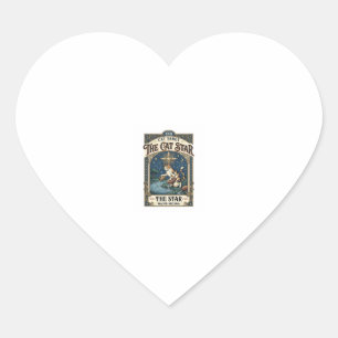 The Cat Star Cat Tarot Card Major Arcana Vintage V Heart Sticker