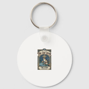 The Cat Star Cat Tarot Card Major Arcana Vintage V Keychain