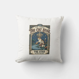 The Cat Star Cat Tarot Card Major Arcana Vintage V Throw Pillow