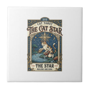 The Cat Star Cat Tarot Card Major Arcana Vintage V Tile