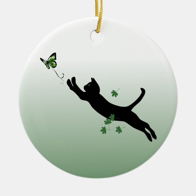 The Cat & The Butterfly Ceramic Ornament (Front)