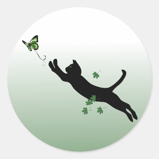 The Cat & The Butterfly Classic Round Sticker (Front)