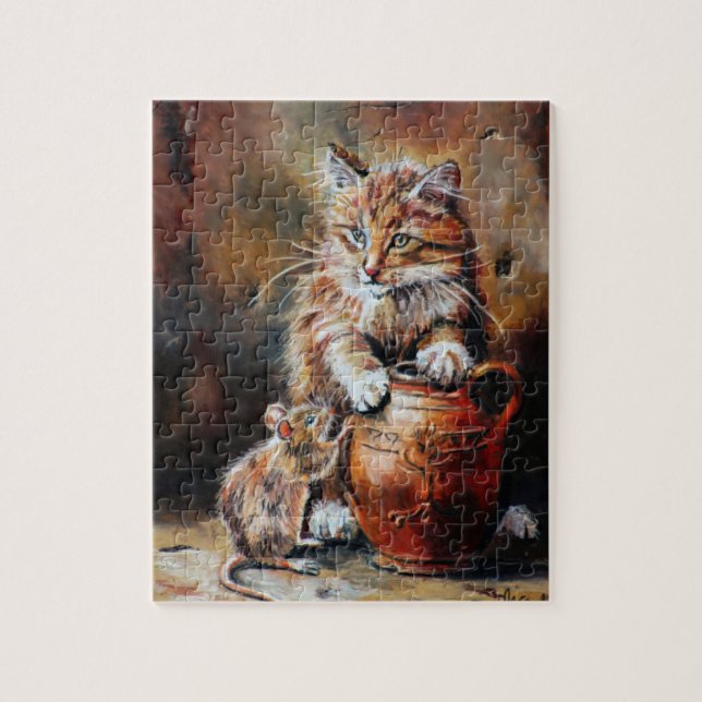 The Cat the Mouse and the Jar of Fat  Jigsaw Puzzle (Vertical)