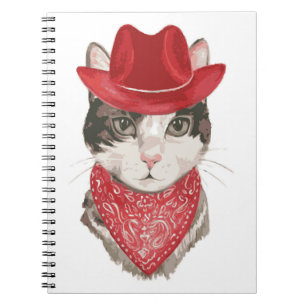 The cat vintageel drawing pattern with a hatanimal notebook