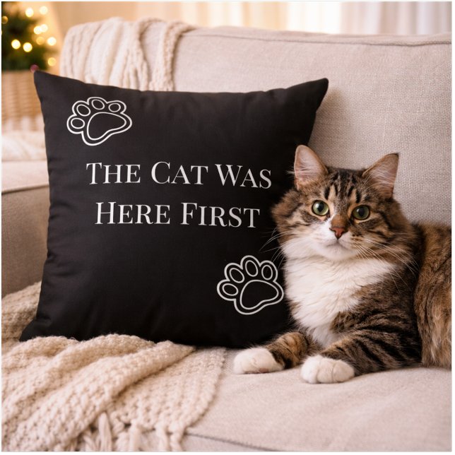 The Cat Was Here First Minimalist Pillow (Creator Uploaded)