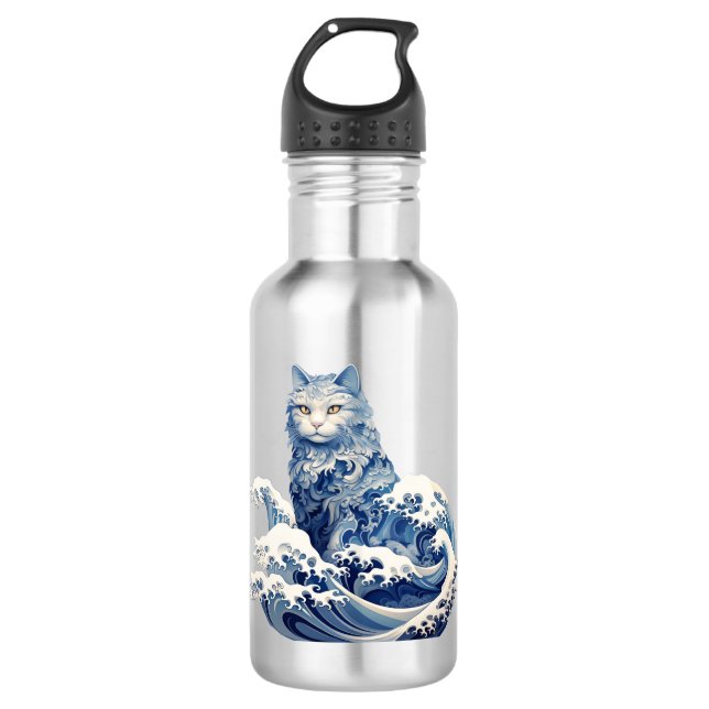 The Cat Wave Off Kanagawa 532 Ml Water Bottle (Front)