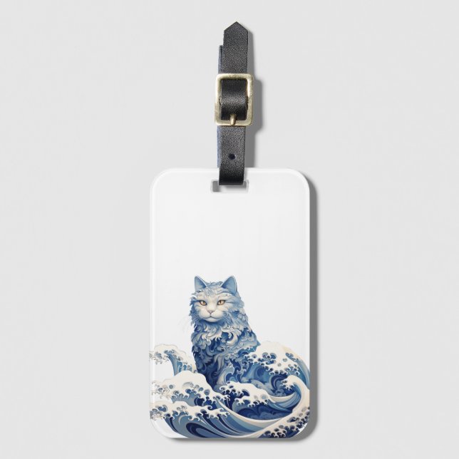 The Cat Wave Off Kanagawa Luggage Tag (Front Vertical)