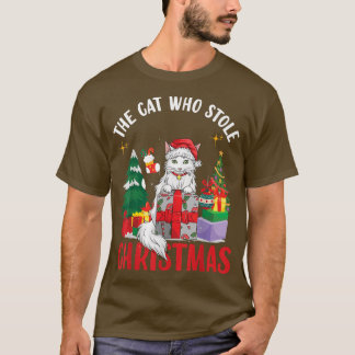 The Cat Who Stole Christmas Funny Christmas Santa  T-Shirt
