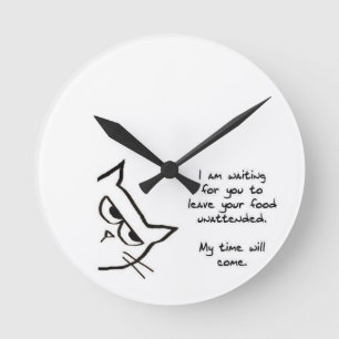 The Cat Will Steal Your Food - Funny Cat Clock