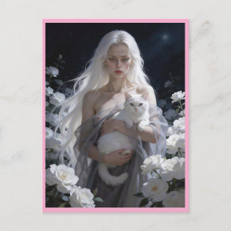 The cat woman in the night postcard