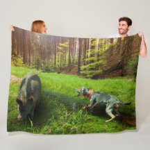 The Catahoula and the Wild Hog Fleece Blanket