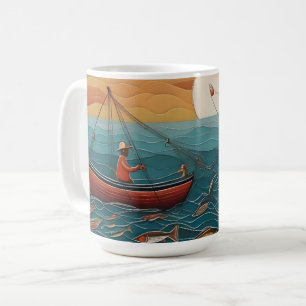 The Catch Of The Day Fishing Folk Art, Coffee Mug