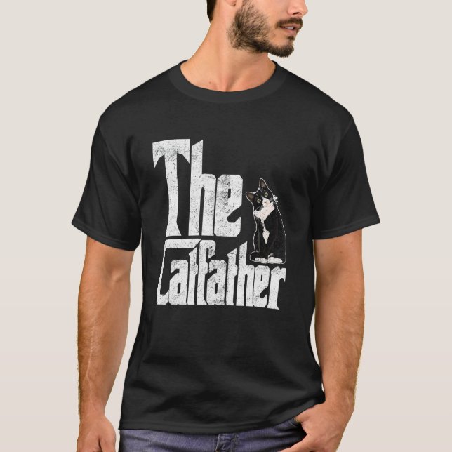 The Catfather Cat Father Mafia Whiskers Male Daddy T-Shirt (Front)