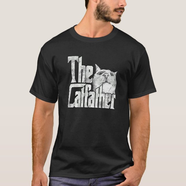 The Catfather Cat Meme Cat Father Father Hat Fathe T-Shirt (Front)