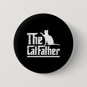 The Catfather Funny Cat Dad Fathers Day Movie Pun  2 Inch Round Button