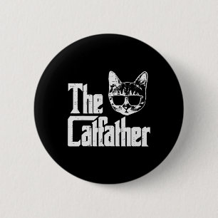 The Catfather Funny Cat Dad Fathers Day Movie Pun  2 Inch Round Button