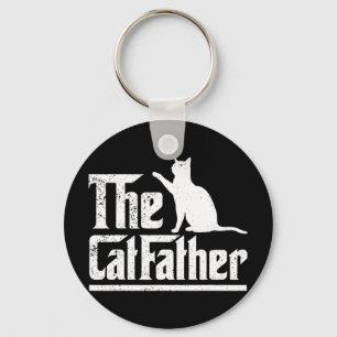 The Catfather Funny Cat Dad Fathers Day Movie Pun Keychain