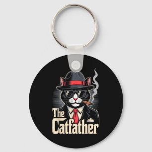 The Catfather Tuxedo Cat Dad Happy Father Day Gift Keychain