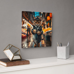 The Catfather's Catch Square Wall Clock