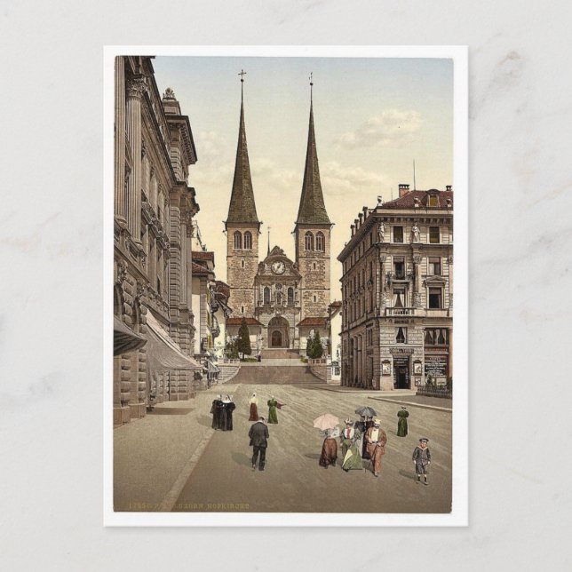 The cathedral, Lucerne, Switzerland vintage Photoc Postcard (Front)