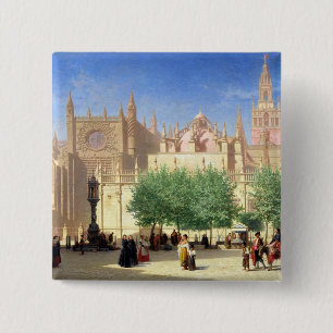The Cathedral of Seville 2 Inch Square Button