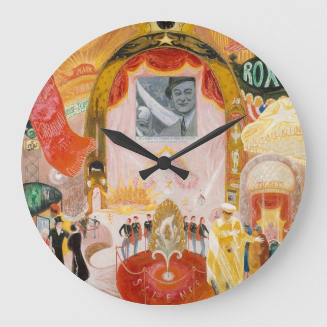 The Cathedrals of Broadway by Florine Stettheimer Large Clock (Front)