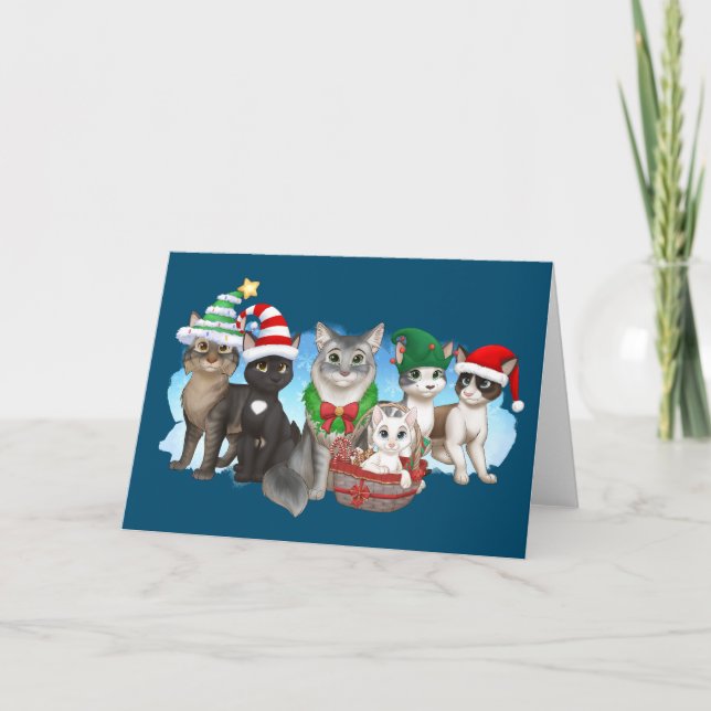 The Cats and Crew Christmas Card 5" x 7" (Front)
