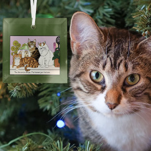 The Cats are in Charge Glass Ornament