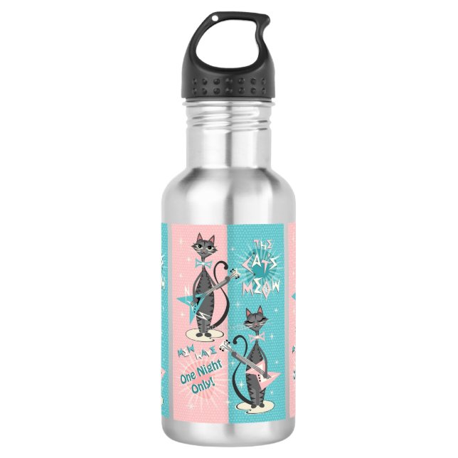 The Cat's Meow / Mew Wave Night ©studioxtine 532 Ml Water Bottle (Front)