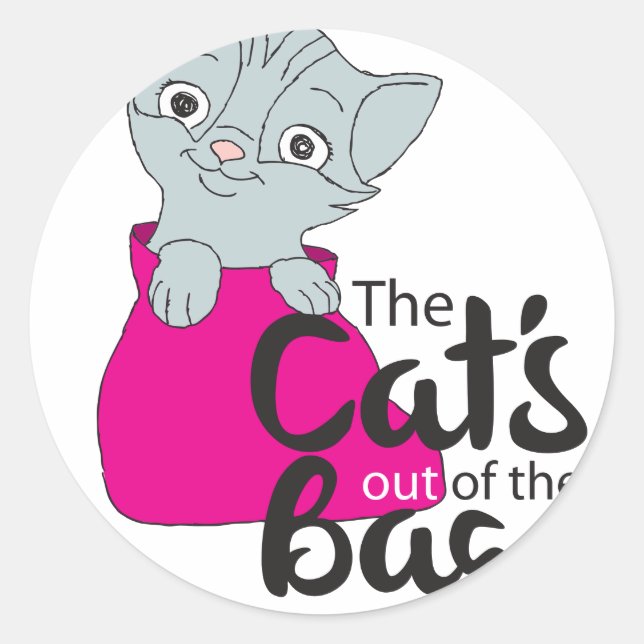 The Cats Out of the Bag Kitten Cartoon Image Kitty Classic Round Sticker (Front)
