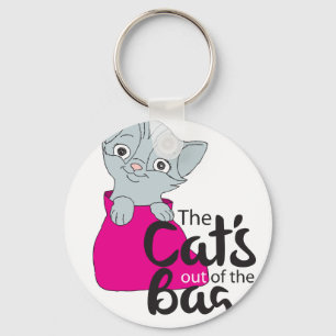 The Cats Out of the Bag Kitten Cartoon Image Kitty Keychain