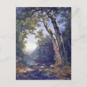 The catskills, forest scenery, oil on canvas, postcard