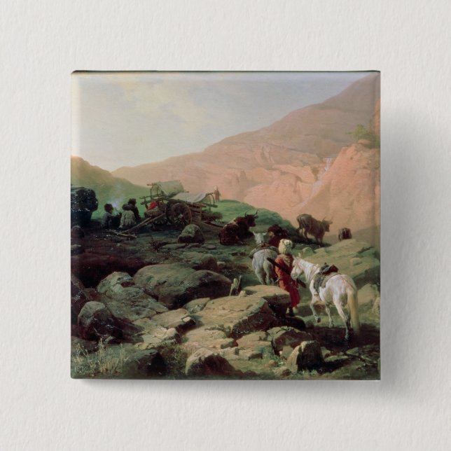 The Caucasus, 1872 2 Inch Square Button (Front)