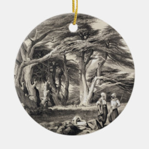 The Cedars of Lebanon, engraved by Freeman (sepia Ceramic Ornament