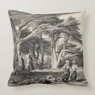 The Cedars of Lebanon, engraved by Freeman (sepia Throw Pillow