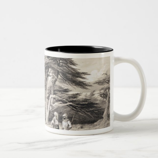 The Cedars of Lebanon, engraved by Freeman (sepia Two-Tone Coffee Mug (Right)