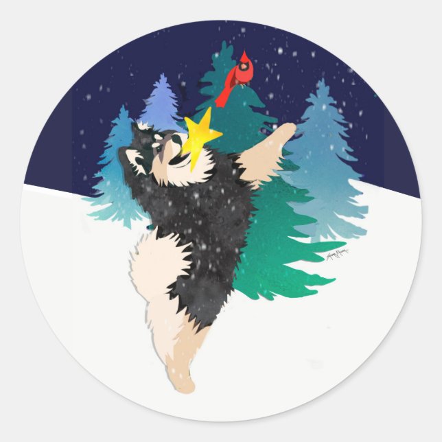The Celestial Finnish Lapphund stickers (Front)